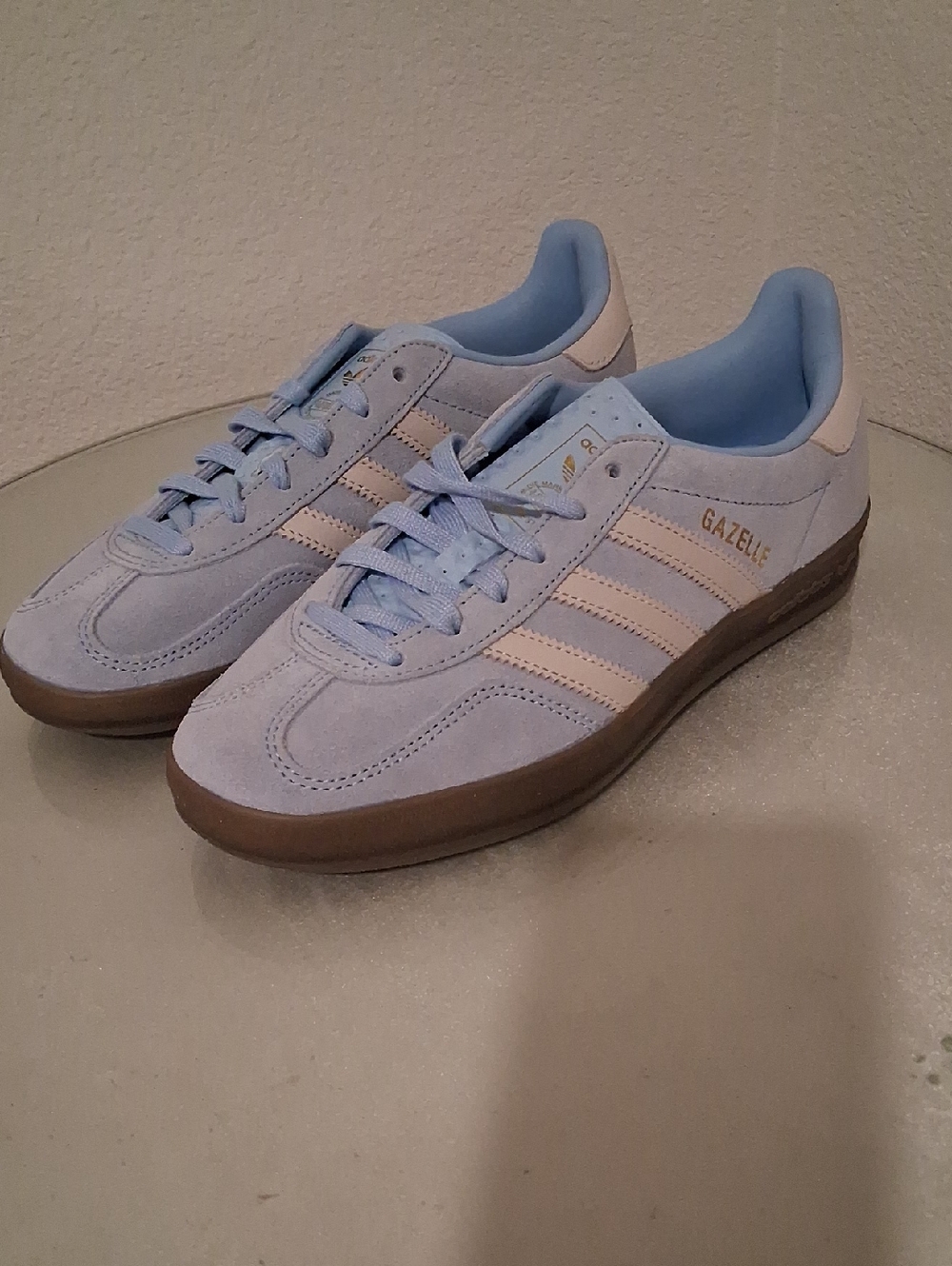 adidas Gazelle Suede Sneakers in Pastel Blue with Cream Stripes